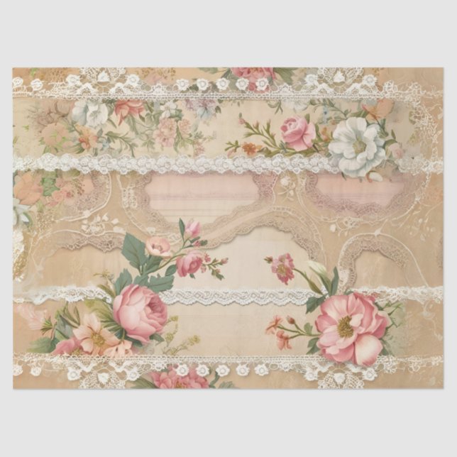 Lace Runs Through Roses Decoupage Tissue Paper (Front)