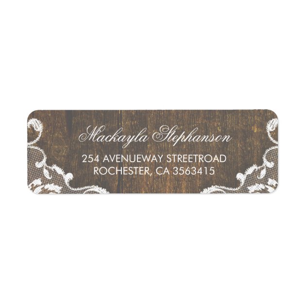 Lace Rustic Wood Wedding Label