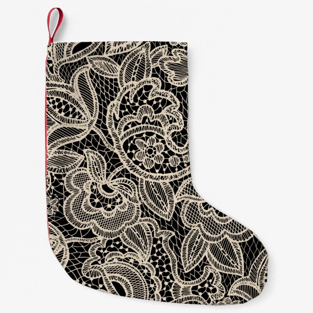 Lace seamless pattern small christmas stocking (Front)