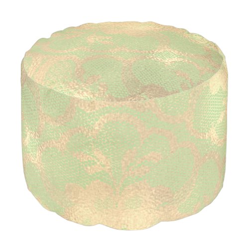 Lace Sepia Gold Faux Floral Glam Mint Green Royal Pouf