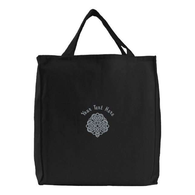 Lace Shamrock Customize Embroidered Tote Bag (Front)