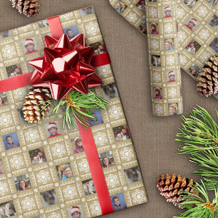 Lace Snowflakes Custom Photo Christmas Wrapping Paper