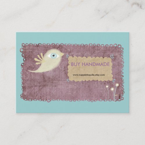 Lace stitched berry gold bird flower custom design business card template