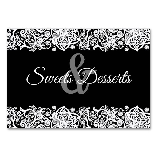 Lace Sweets & Desserts Wedding Table Sign Number (Front)
