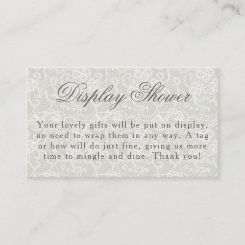 Lace Theme Ivory Display Shower Bridal Shower Enclosure Card