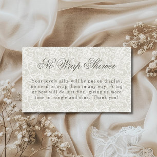 Lace Theme Ivory No Wrap Shower Bridal Shower  Enclosure Card