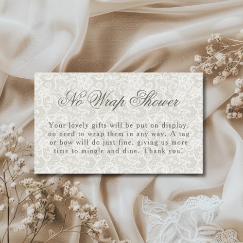 Lace Theme Ivory No Wrap Shower Bridal Shower  Enclosure Card