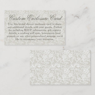 Lace Theme Ivory & White Bridal Shower Custom Enclosure Card