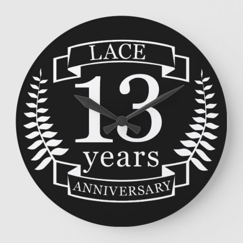 Lace Traditional wedding anniversary 13 years Large Clock