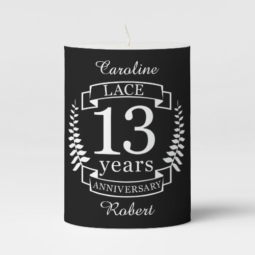 Lace Traditional wedding anniversary 13 years Pillar Candle