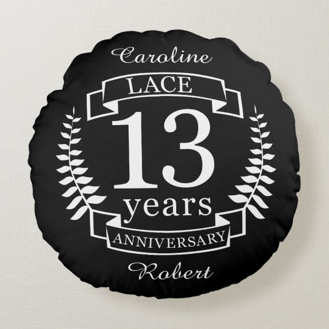Lace Traditional wedding anniversary 13 years Round Pillow (Front)