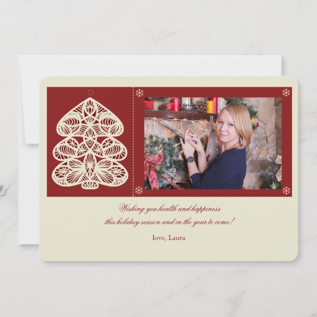 Lace Tree Photo Holiday Card (Front)
