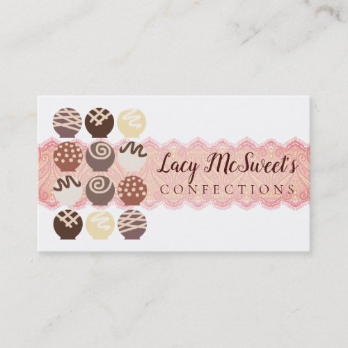 lace truffles chocolates confections business card
