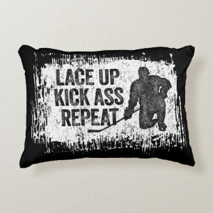 Lace Up. Repeat. (hockey) Accent Pillow