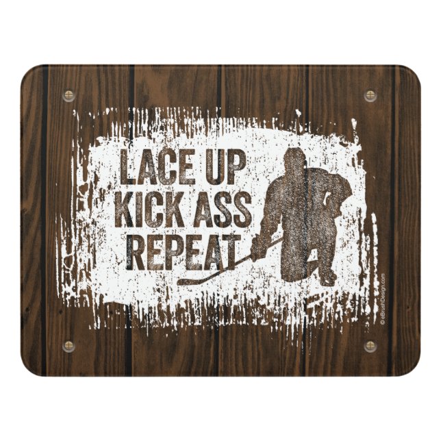 Lace Up. Repeat. (hockey) Door Sign (Contemporary Front)