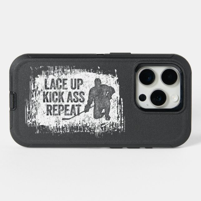 Lace Up. Repeat. (hockey) iPhone 15 Pro Case (Back Horizontal)