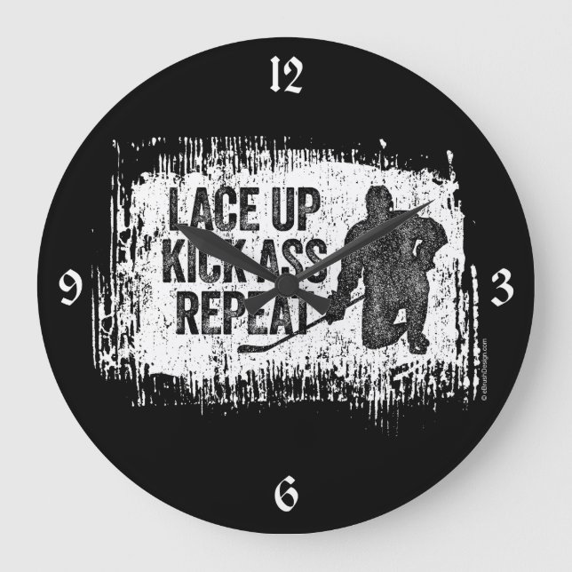 Lace Up. Repeat. (hockey) Large Clock (Front)