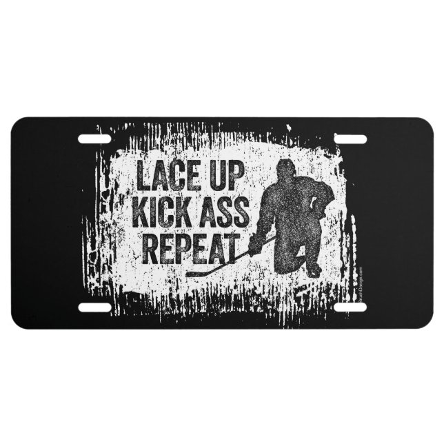 Lace Up. Repeat. (hockey) License Plate (Front)