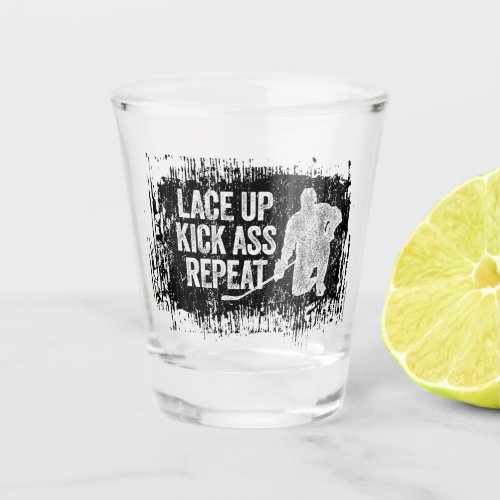 Lace Up Repeat hockey Shot Glass