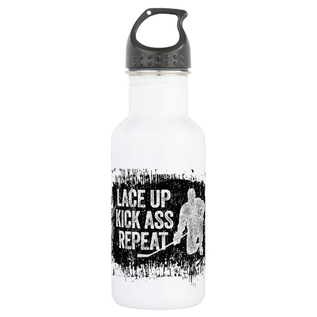 Lace Up. Repeat. (hockey) Water Bottle (Front)