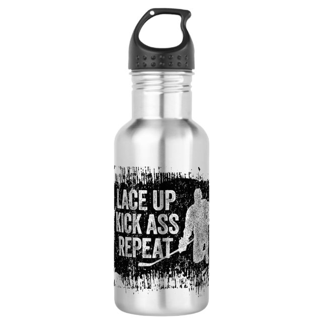 Lace Up. Repeat. (hockey) Water Bottle (Front)