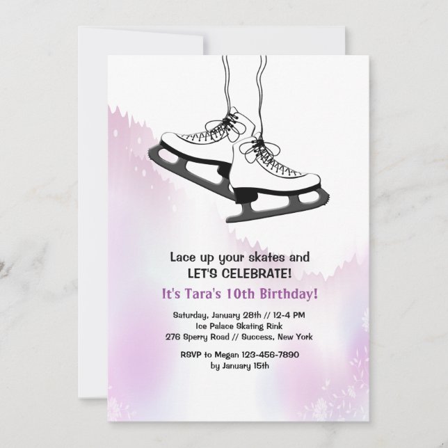 Lace Up Your Skates Invitation (White) (Front)