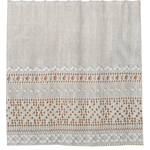 Lace vintage background with embroidery grid shower curtain