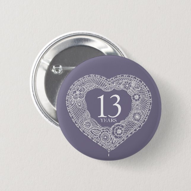 Lace wedding anniversary 13 years  button (Front & Back)
