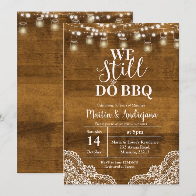 Lace Wedding Anniversary We Still do BBQ invite (Front/Back)