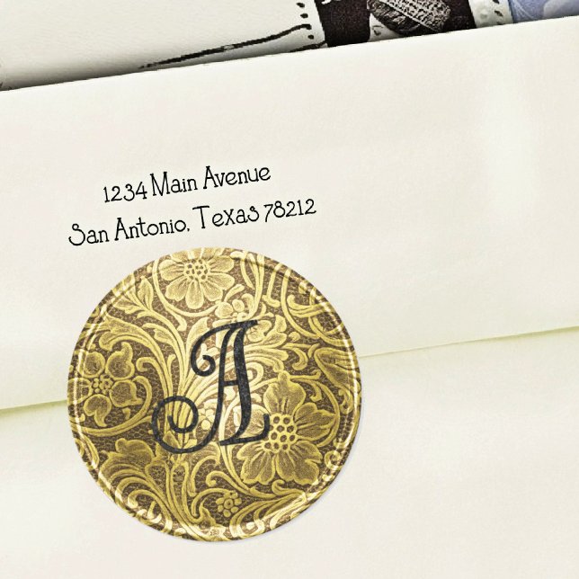 Lace Wedding Envelope Seal Gold Black Monogram (Creator Uploaded)