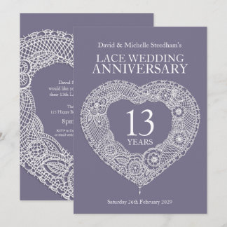 Lace wedding heart 13 years party invitations