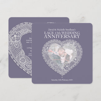 Lace wedding heart 13 years party invitations