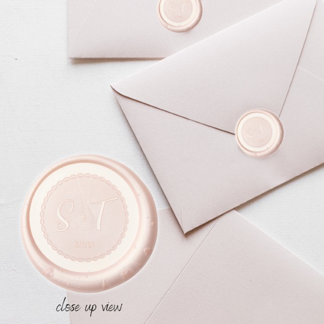 Lace Wedding Initials and Date Initiation Wax Seal Wax Seal Sticker (Creator Uploaded)