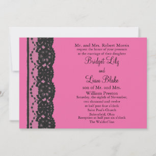 Lace Wedding Invitation (fuchsia)