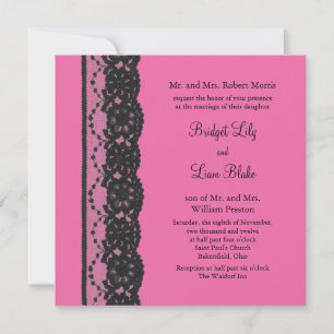 Lace Wedding Invitation (fuchsia)