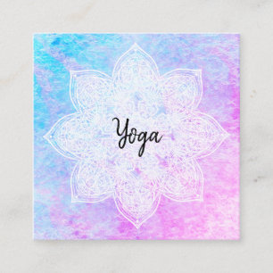 *~* Lace White Mandala Magenta Purple Yoga Square Business Card
