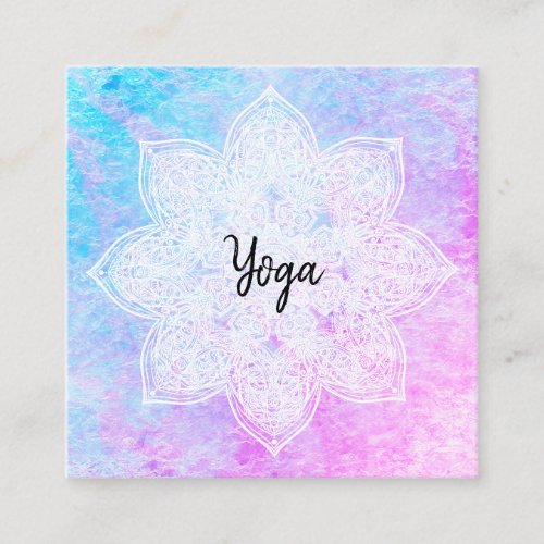  Lace White Mandala Magenta Purple Yoga Square Business Card