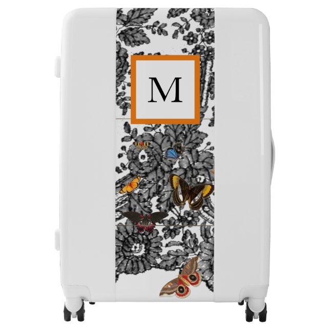 LACE WITH BUTTERFLIES CUSTOM INITIAL Suitcases (Front)