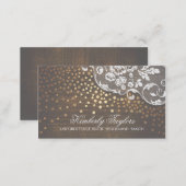 Lace Wood and Gold Confetti Rustic Country Business Card (Front/Back)