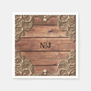 Lace Wood Rustic Vintage Western Elegant Wedding Napkins