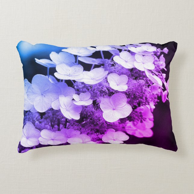 Lacecap Hydrangea Black And White Color Tint  Accent Pillow (Front)
