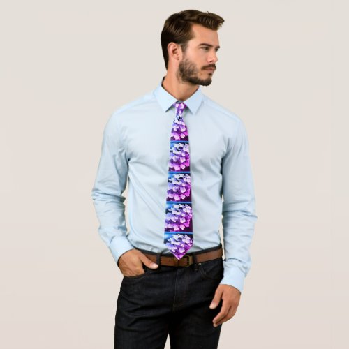 Lacecap Hydrangea Black And White Color Tint  Neck Tie