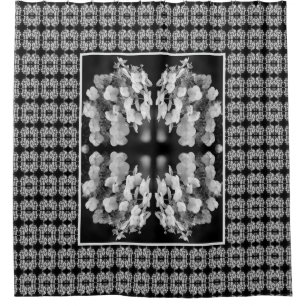 Lacecap Hydrangea Black And White Floral Art Shower Curtain