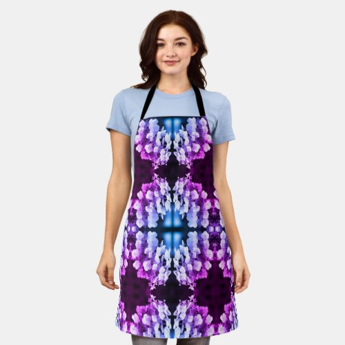 Lacecap Hydrangea Black White Tinted Abstract    Apron