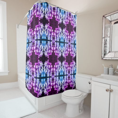 Lacecap Hydrangea Black White Tinted Abstract    Shower Curtain