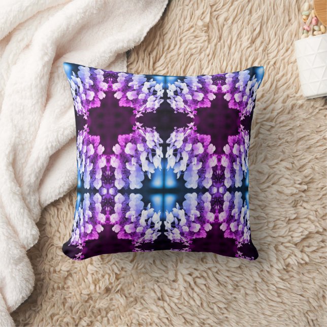 Lacecap Hydrangea Black White Tinted Abstract    Throw Pillow (Blanket)