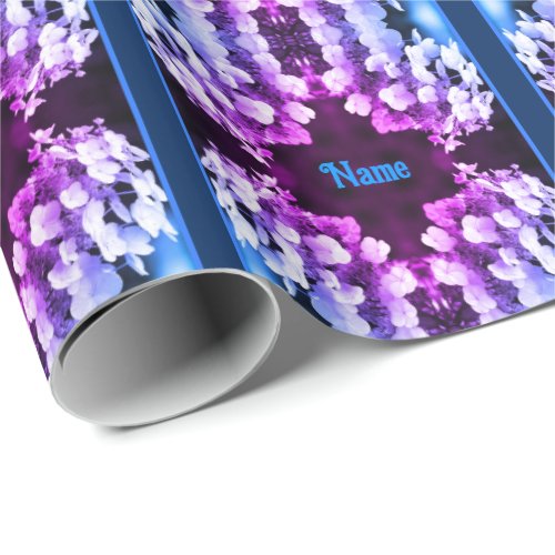 Lacecap Hydrangea Black White Tinted Personalized Wrapping Paper