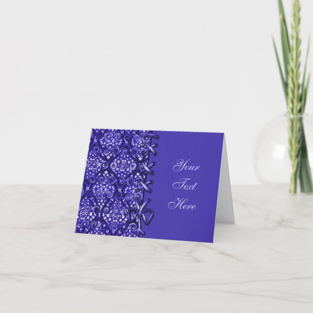 Laced Blue Pattern Decorative Note Card (Front)