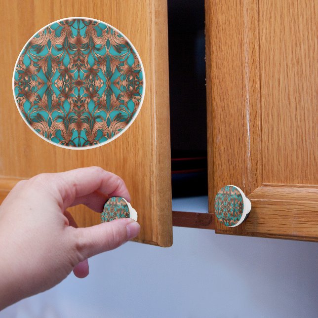 Laced Copper on Turquoise Ceramic Knob (Creator Uploaded)