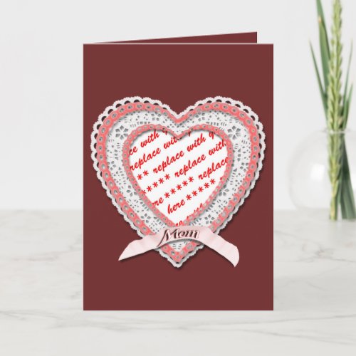 Laced Heart For Mothers Day Photo Frame Card